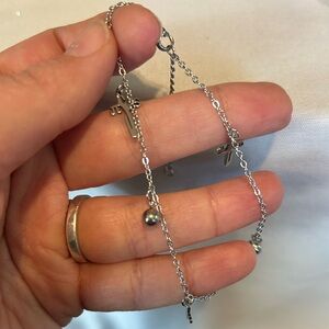 Jesus Cross Anklet - Adjustable - Silver Tone - New